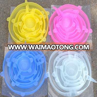 2017 Amazon hot sale 6 pcs 100% food grade silicone stretch lids cover